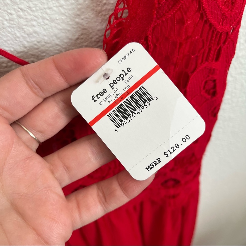 Free People / NWT FP One Bright Red Adella Maxi Slip Dress - Picture 8 of 8